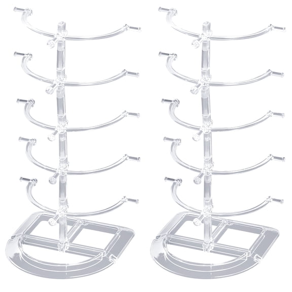 Five-Tier Eyeglass Rack, Sunglasses Display Stand, Eye Glass Organizer for Multiple Glasses, Transparent Plastic, Sturdy Base, 5.7×5.7×12"