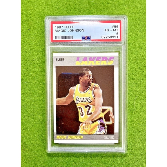 Magic Johnson 1987 FLEER PSA 6 CARD JERSEY #32 LAKERS 1987 Fleer MAKE AN OFFER