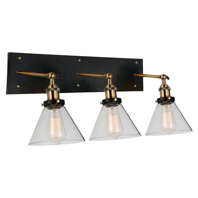 CWI Lighting Eustis Applique Murale 3 Lumières Finition Laiton Noir Or