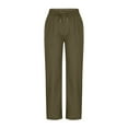 thumbnail image 6 of Ahdbta Womens Cotton Linen Pants High Waisted Wide Leg Palazzo Pants Drawstring Summer Beach Baggy Lounge Trousers with Pockets, 6 of 8