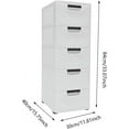 thumbnail image 3 of 5 Tier White Plastic Storage Cabinet with 5 Drawer Vertical Clothes Storage Cabinet with Wheels Storage Cabinet for Bedroom 15.8" D x 11.8" W x 33.1" H, 3 of 7