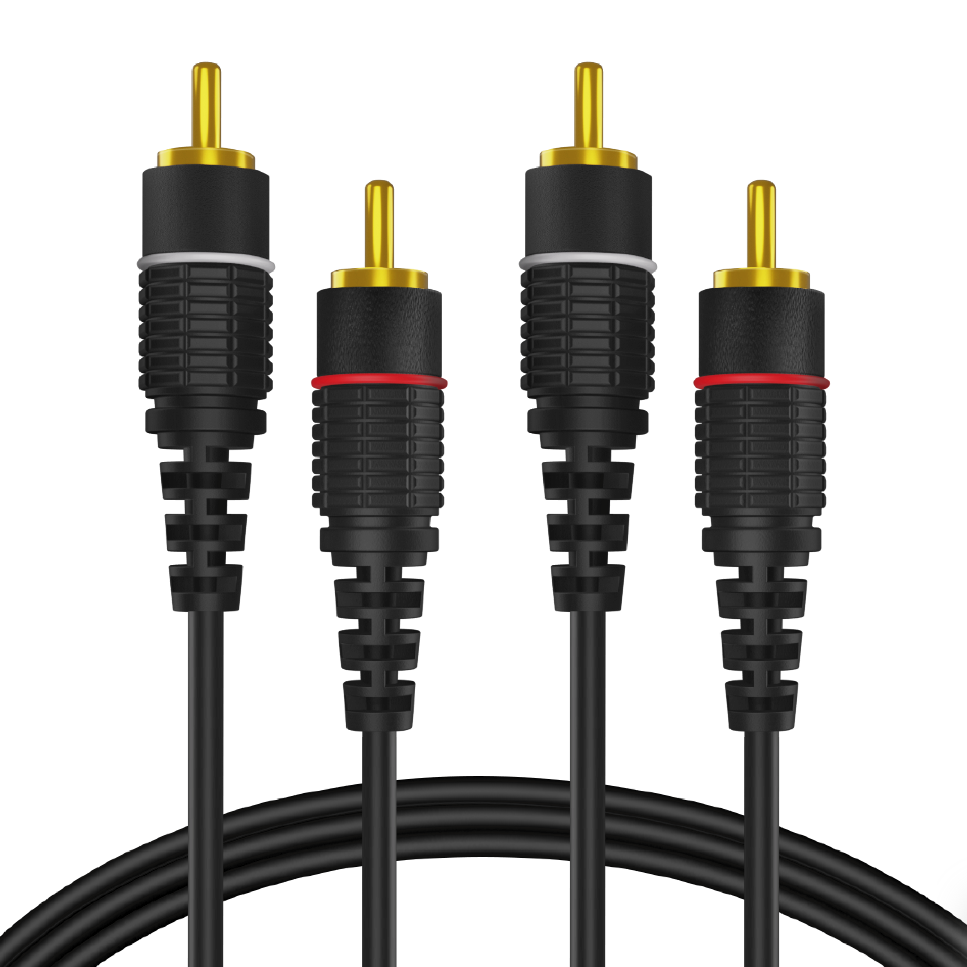 2RCA Stereo Audio Cable (25 Feet) - Dual RCA Plug M/M 2 Channel (Right and Left) Gold Plated Dual Shielded RCA to RCA Male Connectors Black - image 2 of 6