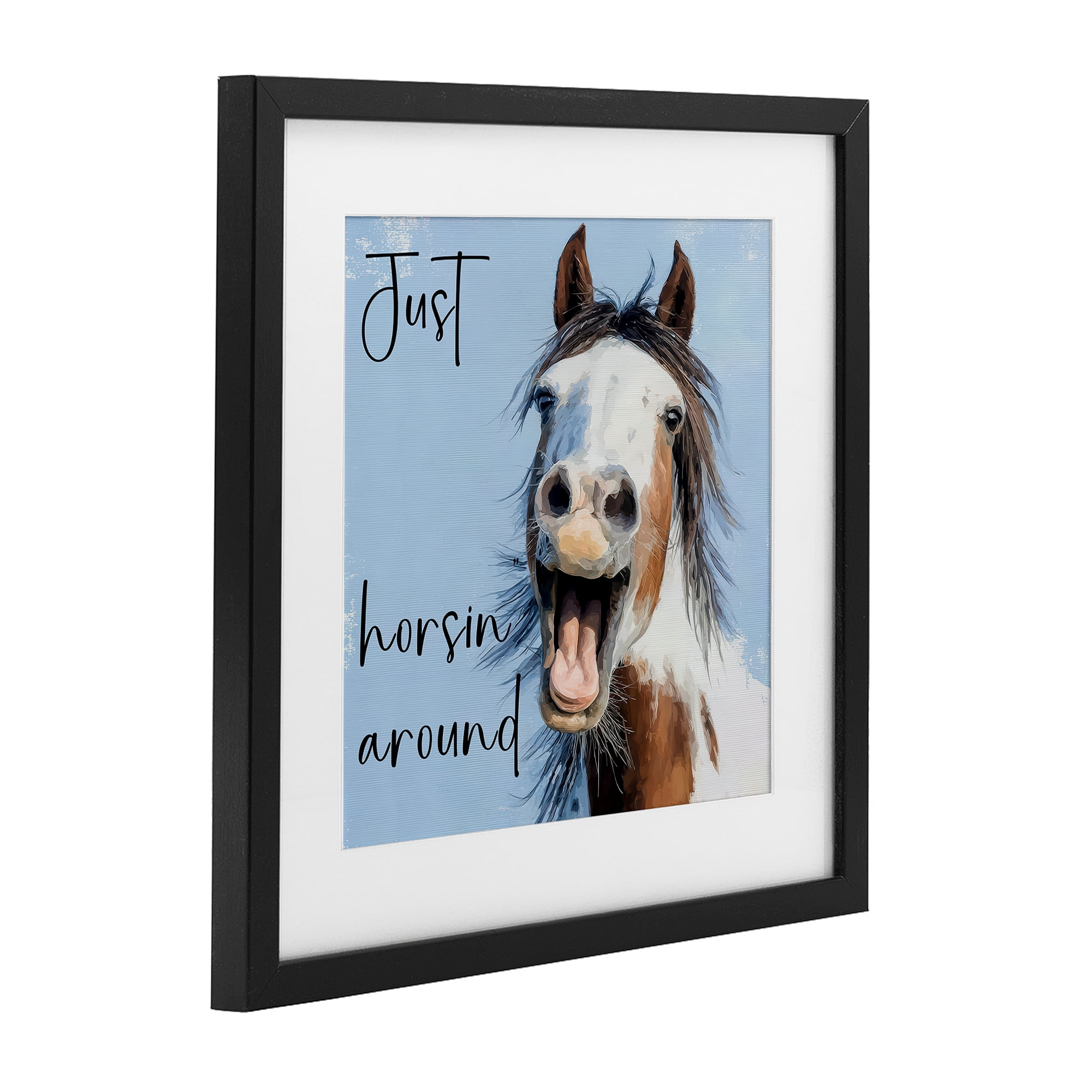 Stupell Industries Just Horsin' Around Black Framed Print Under Glass, design by Kim Curinga
