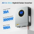thumbnail image 4 of 3000W Hybrid Solar Inverter, All in One Pure Sine Wave Power Inverter Charger, 24V DC to 110/120VAC, with Built-in 100A MPPT Solar Controller, for On/Off-Grid System Lead Acid Lithium Battery, 4 of 9
