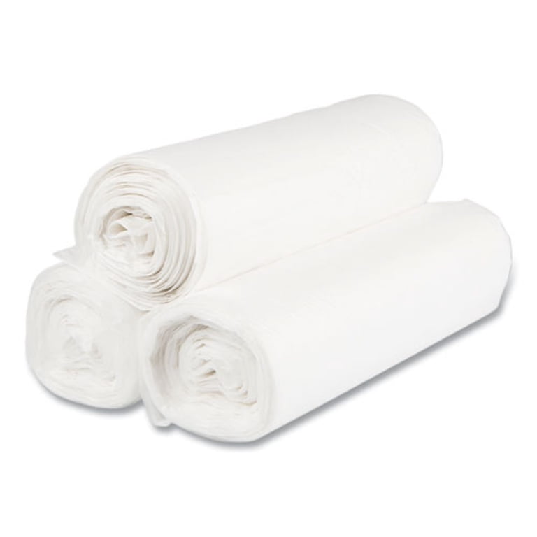 High-Density Can Liners - 38x60, 14 Micron, Clear Trash Bags, 25 Per Roll, 8 Rolls Per Case