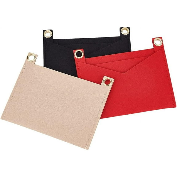 3 Colors Felt Handbag Insert Liner Purse Organizer Clutch Crossbody Conversion Kit with Eyelets for Kirigami Clutch Envelope Pochette Insert Shaper Card Holder Storage 4.81x5.91 Inch Multi-color DIY