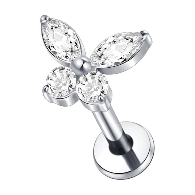 1PC Titanium Ear Piercing Cartilage Earrings Tragus Helix Pirsing Labret Piercing Cross Ear Lobe Lip Rings Daith Jewelry Women FJH