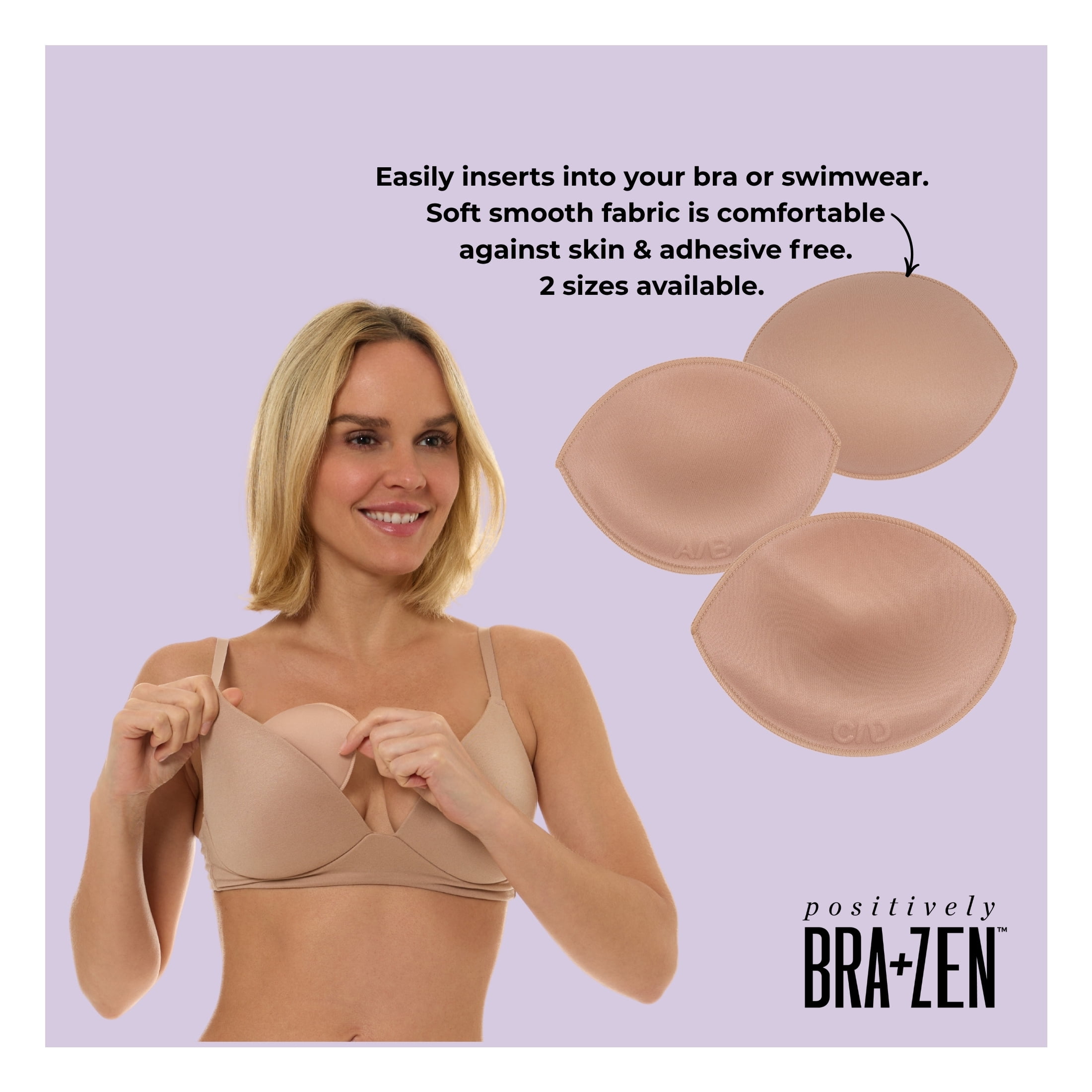 Positively BRA+ZEN Women's Push-Up Pad Insert for Bra Cup Size C/D