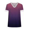 thumbnail image 4 of Hauts d'Été pour Femmes 2023 Mode Grande Taille Col en V Patchwork en Dentelle Manches Courtes Blouse Décontractée Chemises Col en V en Dentelle pour Femmes, 4 of 5