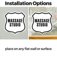 thumbnail image 3 of Massage Studio (2 Pack) 18 inch X 18 inch Shield Shaped Heavy Duty 3.2 mil Vinyl Decals Weather Resistant Made in the USA, 3 of 5