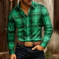 thumbnail image 2 of Men's Plaid Printed Long Sleeve Shirt Business Casual Button Down Turndown Collar Shirts Fashion Slim Fit Dress Shirts for Men, 2 of 9