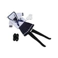 thumbnail image 2 of Traje de uniforme para niñas a escala 1:6, conjunto de camiseta de manga corta y elegante par de zapatos para mujer azul oscuro, 2 of 9