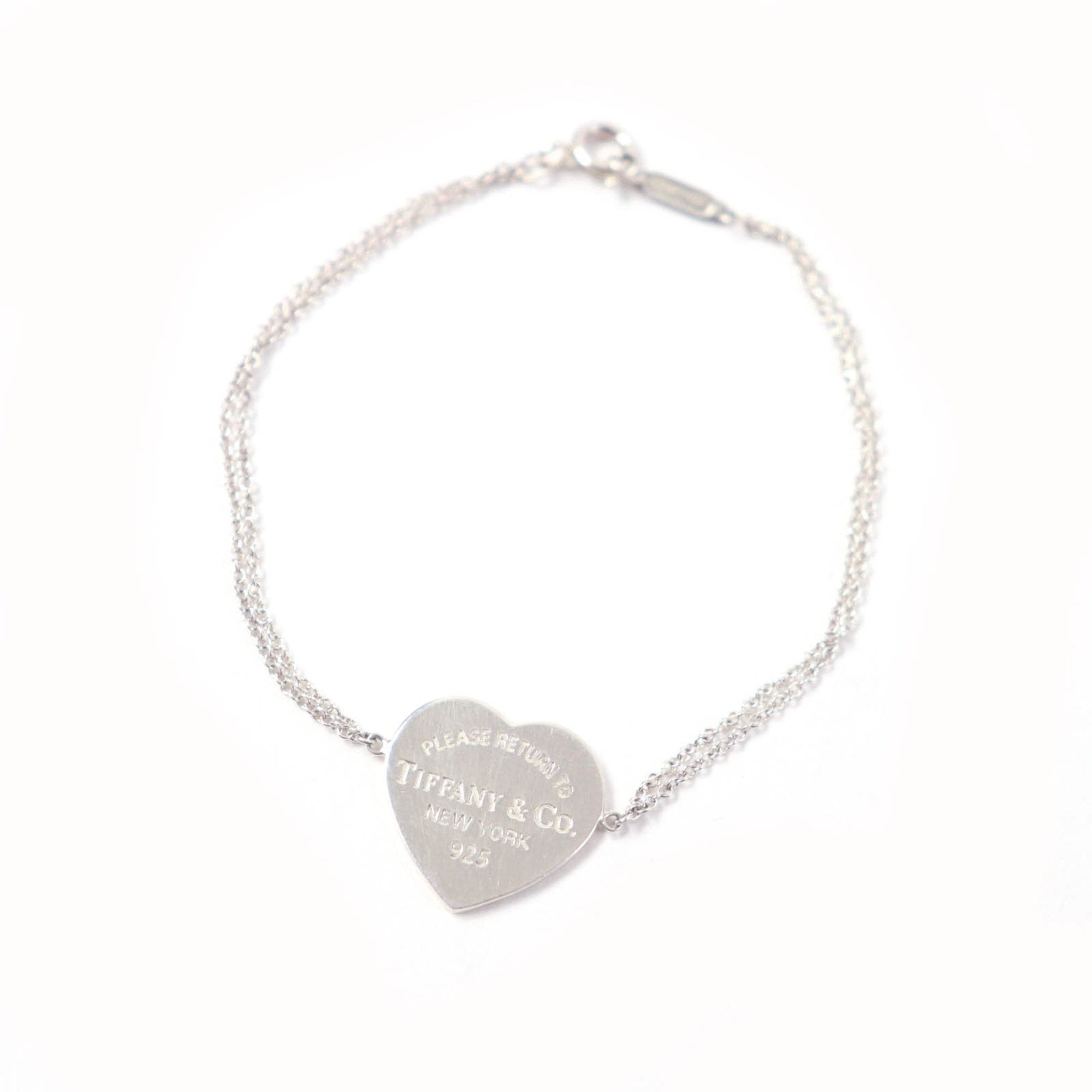 Pre-Owned TIFFANY & Co. Return to Tiffany Heart Tag Double Chain Bracelet, 925... (Good)