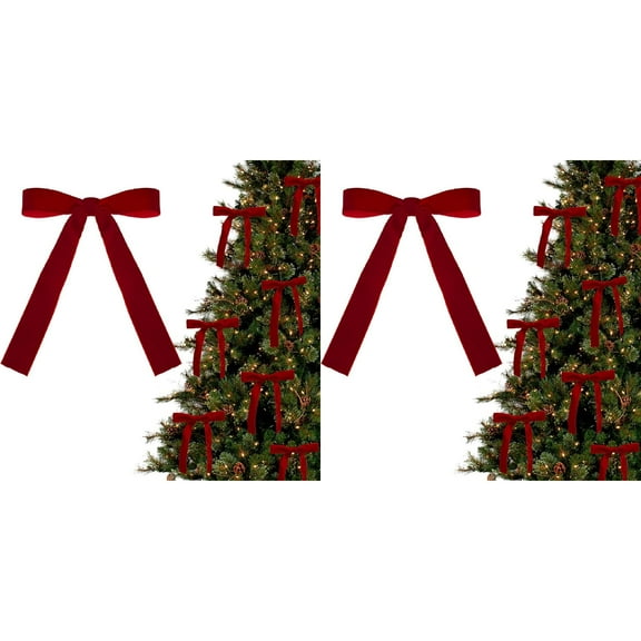 Red Velvet Bows For Christmas Tree Decorations Holiday Gift Wrapping Present Decoration Wreath Garland Classic Festive Decor 24pcs