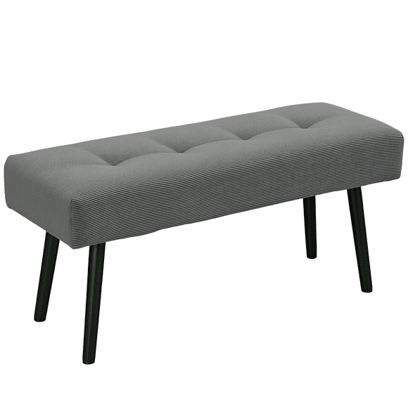 39" Entryway Bench w/ Padded Seat and Steel Legs for Bedroom, Grey