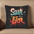 thumbnail image 5 of Set of 2 Decorative Throw Pillow Covers 18x18in - Bold " Saak di 3 Lider " Colorful Design with Dripping Effects for Couch Bed Car, 5 of 8