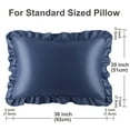 thumbnail image 6 of PiccoCasa Satin Pillowcase Ruffled Pillow Shams Set of 2, King Navy, 6 of 8