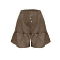 thumbnail image 5 of RYRJJ Womens Casual Wide Leg Shorts Elastic High Waisted Cute Ruffle Hem Casual Summer Beach Shorts with Pockets(Brown,XL), 5 of 7