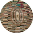 thumbnail image 1 of Ahgly Company Machine Washable Indoor Round Abstract Red Brown Area Rugs, 6' Round, 1 of 7