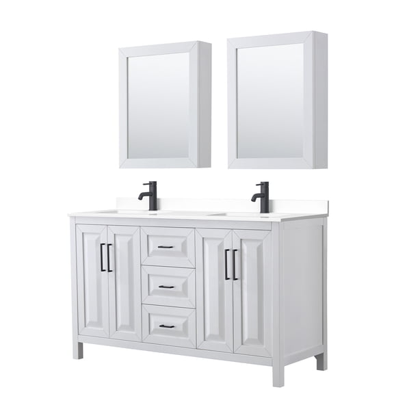 Wyndham Collection Wcv252560d-Vca-Med Daria 60" Free Standing Double Basin Vanity Set -