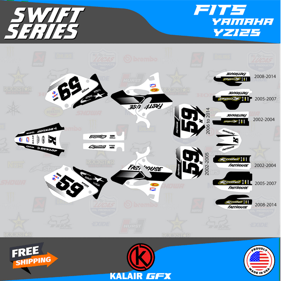Kalair GFX Graphics Kit for Yamaha YZ125 (2002-2004) Swift Series
