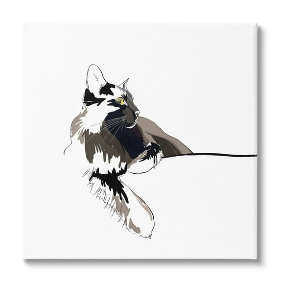 Stupell Industries Minimal Cat Lounging Pet Portrait Animals & Insects Painting Gallery Wrapped Canvas Print Wall Art
