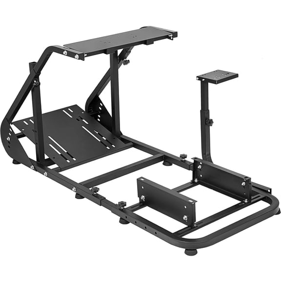 Reinforced Stabilizing Racing Steering Wheel Cockpit Compatible with Fanatec, PXN, Thrustmaster, Logitech Device Adjustable Driving Simulator TV Stand Wheel & Pedal & Handbrake Not Included