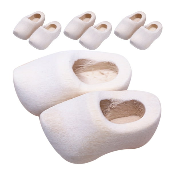 4 pares de zapatos de muñeca en miniatura, zapatos de madera en blanco, mini zapatos de madera para manualidades de casa de muñecas.
