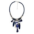thumbnail image 1 of Collar babero de declaración Zulema Mujeres Vintage Joyas Turquesa Borlas Gargantilla Bohemio Azul, 1 of 8