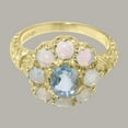 thumbnail image 5 of LBG British Made Solid 14k Yellow Gold Natural Aquamarine & Opal Womens Anniversary Ring - 33 size options - Size 12, 5 of 8