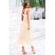 thumbnail image 2 of Vestido PRETTYGARDEN Midi de Tul Beige sin Mangas con Fruncido Talle L, 2 of 9