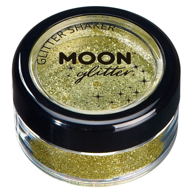 Moon Glitter Fine Glitter Shakers Brillo cosmético para cara, cuerpo, uñas, cabello y labios - 0,17 oz - Dorado