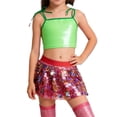 thumbnail image 2 of Xyant Girls Sleeveless Tank Top Sequin Spaghetti Strap Crop Cami Camisole Sparkly Dance Blouse (Green,11-12 Years), 2 of 4