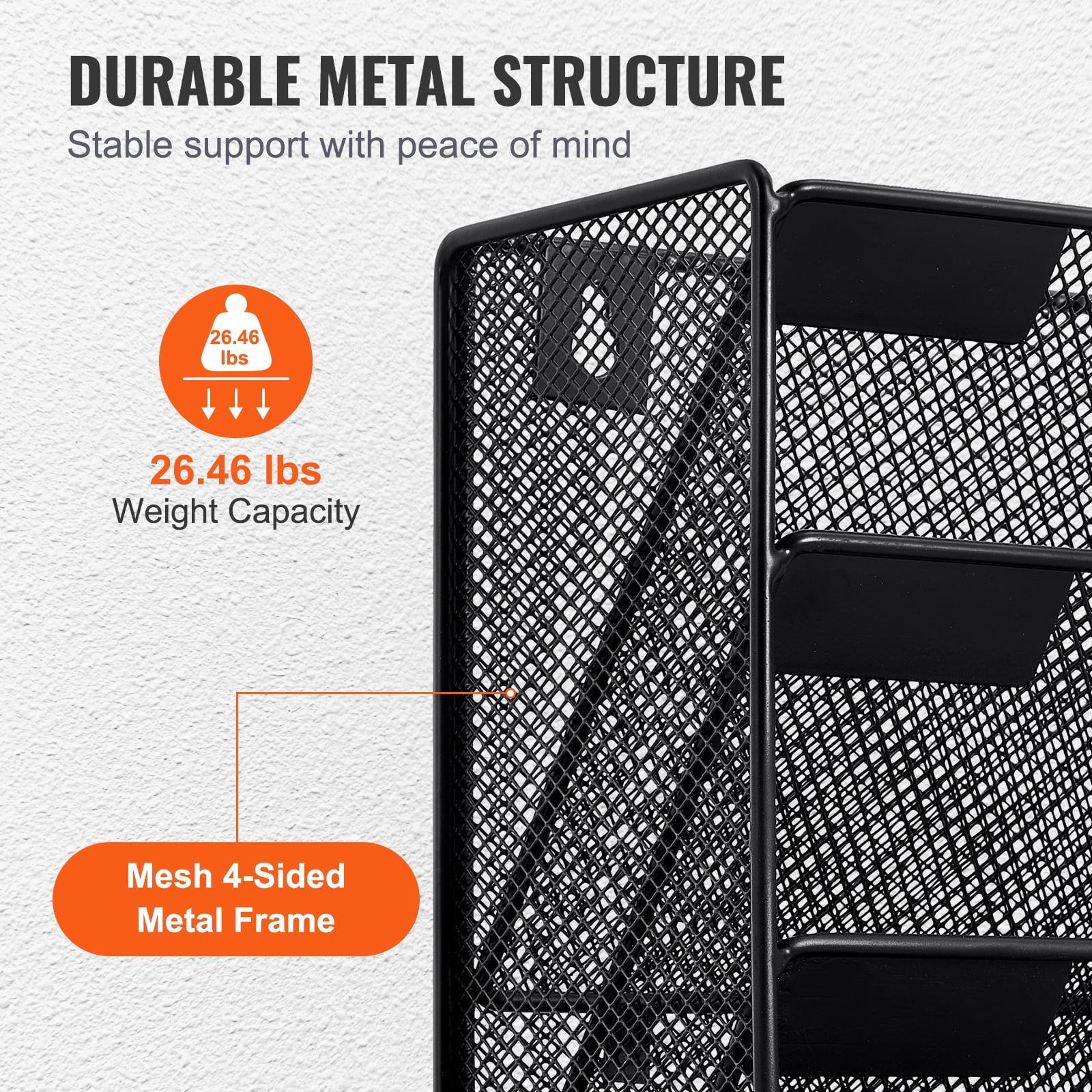 KFFKFFWall File Rack, 12-Slot Single Piece Mesh Wall Organizer, Metal Magazine, Mail, Document & Paper Storage Holder, Wall Attachable with Name Label, Ideal for Office, Home & School Use