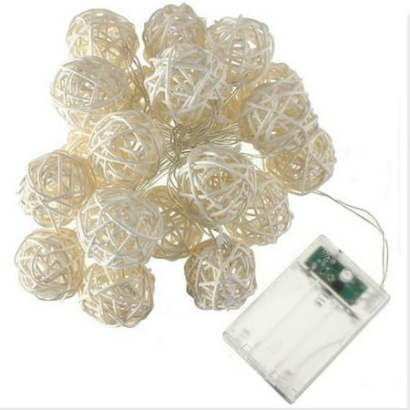 Oversized Decorative Rattan Ball Jeobest Rattan Ball LED String Lights - LED Decorative String Lights - Rattan Ball String Lights - 20LED Globe Rattan Ball String Lights Rattan Balls LED String Lights for Wedding Party Home Decor MZ ()