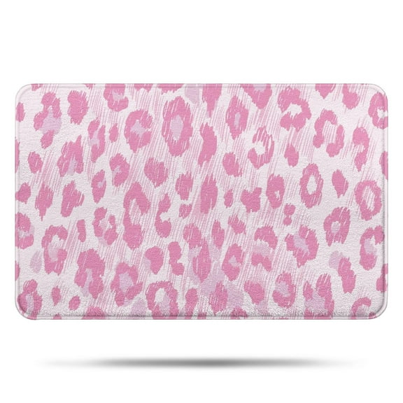 Pink and Pink Of Leopard Print Bathroom Rugs Mat,Non Slip Microfiber Bathroom Rug,Rubber Backing,Soft Bathroom Mats for Bathroom Floor,Tub and Shower,17x27in(43x68cm)