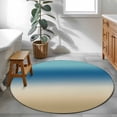 thumbnail image 4 of Gradient Blue Round Living Room Rugs 3.3 ft, Modern Minimalist Blue Brown Ocean Beach Washable Area Rug with Non-Slip Sturdy Edge Binding Round Front Door Mat Floor Carpet for Entryway, 4 of 9