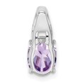 thumbnail image 4 of 925 Sterling Silver Polished Diamond and Pink Amethyst Oval Pendant Necklace 15x7mm Wide Pendant for Women, 4 of 4