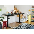 thumbnail image 3 of FEZIBO 60" x 24" Height Adjustable Standing Desk, Electric Stand Up Table, Sit Stand Home Office Desk with Splice Board, Black Frame/Black Top, 3 of 8