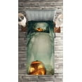 thumbnail image 2 of Ambesonne Halloween Quilted Coverlet 2 Pcs, Pumpkin Enchanted Forest, Twin Size, Orange Teal, 2 of 2