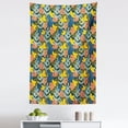 thumbnail image 1 of Leaves Tapestry, Colorful Cartoon Drawing Plants Branches Dots Abstract Style Garden Art, Fabric Wall Hanging Decor for Bedroom Living Room Dorm, 5 Sizes, Dark Green Multicolor, by Ambesonne, 1 of 1