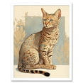 thumbnail image 1 of Ocicat Cat with Turquoise Rosette Pattern Fur Modern Watercolour Illustration Art Print Framed Poster Wall Decor 12x16 inch, 1 of 5