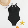 thumbnail image 4 of Bovxnpu Girls One Piece Swimsuit Big Girls' Solid Backless 1 Piece Swimwear (Girl's or Girl's Plus), 4 of 5
