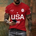 thumbnail image 2 of Glisme 4Th Of July Men'S T-Shirt American Flag Letter Print Short Sleeve Crew Neck Tops Summer Independence Day Casual Men Tees Size 2XL Red, 2 of 6