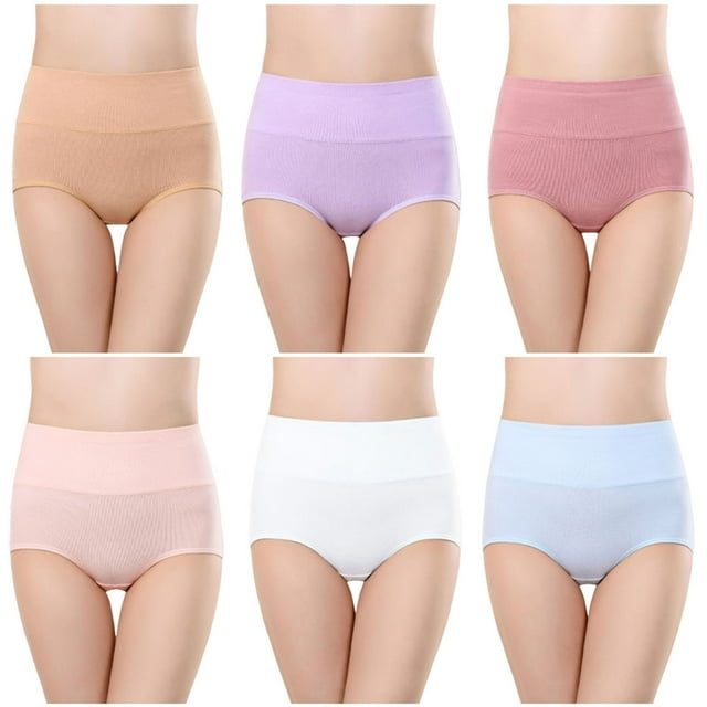 Plebaso Culottes en Coton Taille Haute pour Femmes, Couvrance Totale, Culottes pour Dames, Multipack, Tailles Régulières et Plus