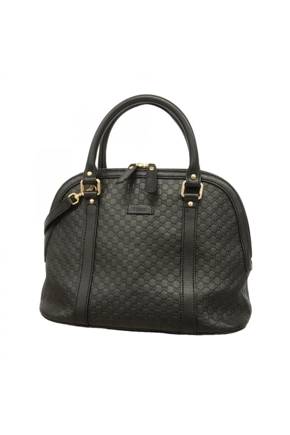 Pre-Owned Gucci Microguccissima Handbag 449663 Leather Black Champagne 2-way Bag for Women...