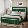 thumbnail image 2 of 4 EVER WINNER Queen Bed Frame with Headboard, Velvet Upholstered Platform Bed Frame Queen Size with Diamond Headboard & Footboard, Wooden Slats Support, No Box Spring Required, Easy Assembly, Green, 2 of 9