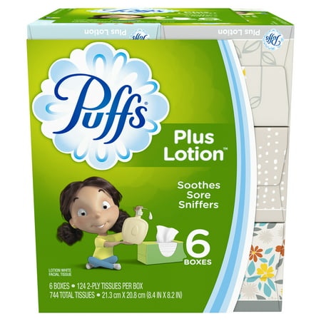 Puffs Plus Lotion Facial Tissues, 6 Family Boxes, 124 Tissues per (Best Treatment For Soft Tissue Injuries)