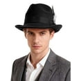 thumbnail image 3 of Deago Fedora Hats for Men Women Classic Short Brim Felt Manhatta Hat Panama Dress Fedora Hat with Feathers Band (Black), 3 of 9