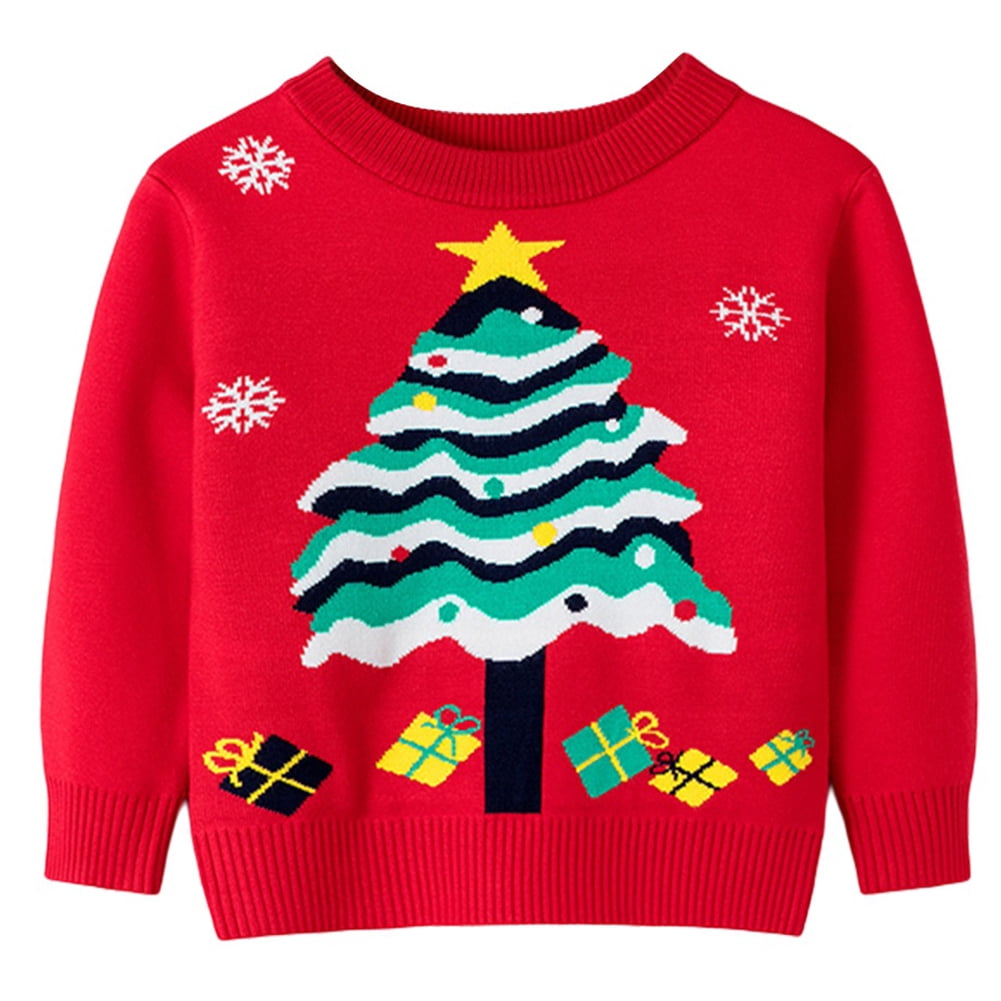 Festive Threads Unisex Baby Retro Sweater Design Merry Christmas T-Shirt Romper Pink, 12 Months 